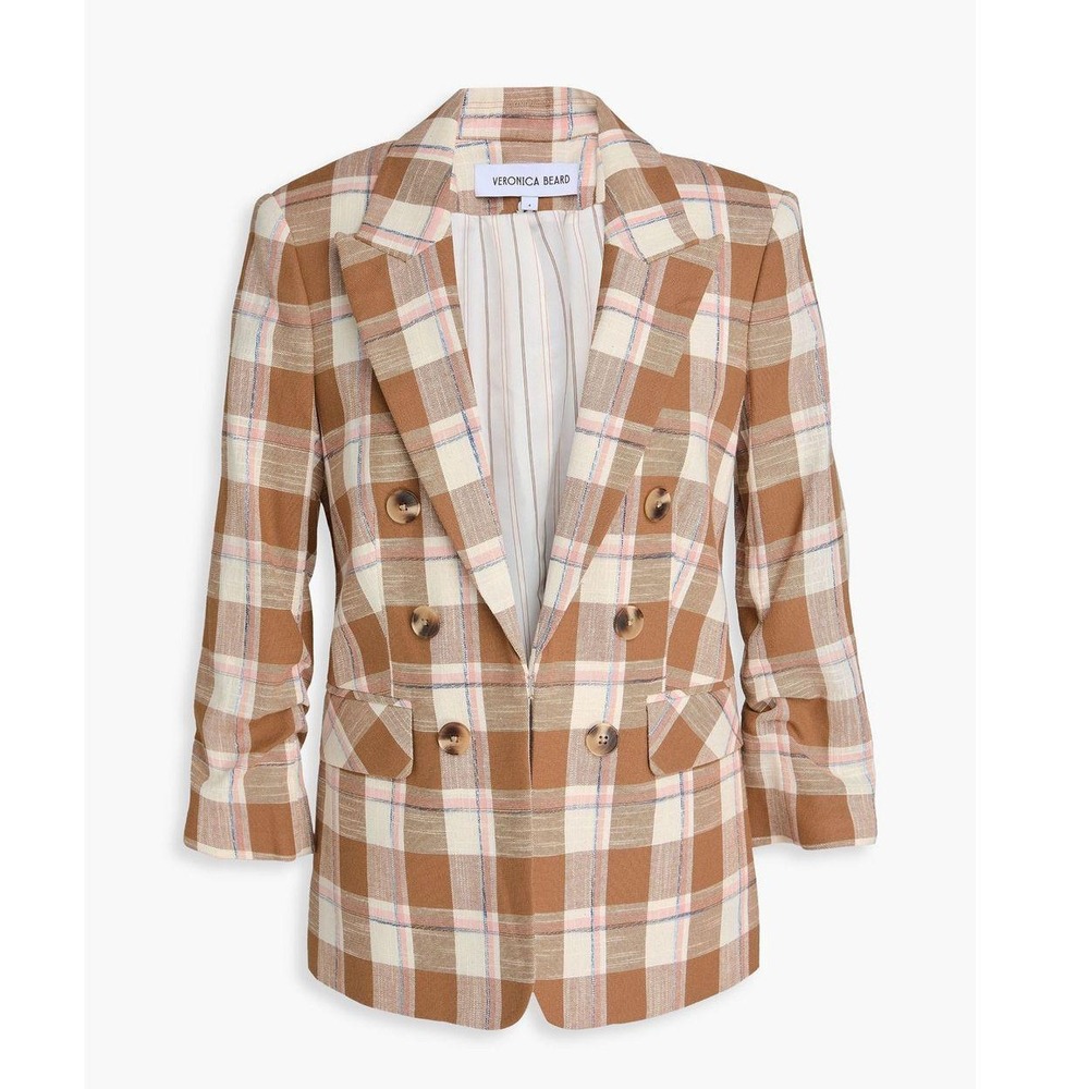 Veronica Beard Beacon Double Breasted Checked Cotton Blend Blazer Plaid sz 22 - Picture 2 of 15